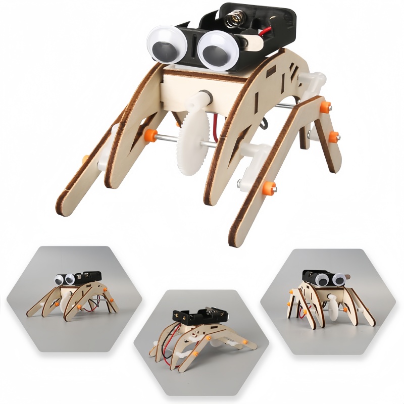 Science Project Robot - Robot Laba-laba Berjalan Buatan Tangan DIY,